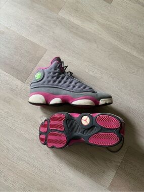 Jordan Kids High-Top Sneakers in Gray and Pink